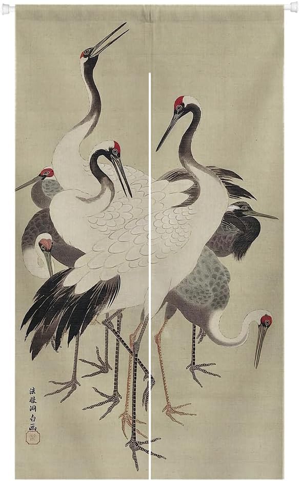 Ofat Home Japanese Painting Hokusai Noren The Great Wave Off Kanafawa and Artistic Doorway Curtain Tapestry for Wall Hanging Bedroom Decor, Red, Customizable, 33.5"x 59"