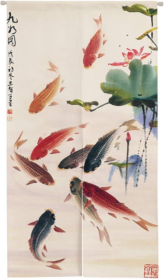 Ofat Home Japanese Painting Hokusai Noren The Great Wave Off Kanafawa and Artistic Doorway Curtain Tapestry for Wall Hanging Bedroom Decor, Red, Customizable, 33.5"x 59"