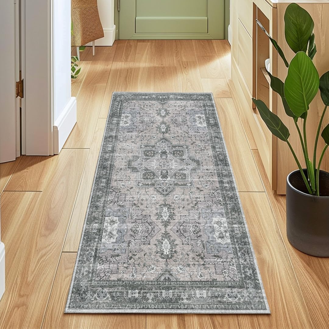 Muddy Mat® Plaid 2x3 Washable Area Rugs for Living Room, Bedroom & Dining Room – Modern Soft Low Pile Non Slip Carpet – Pet Friendly Waterproof Foldable Rugs for Home