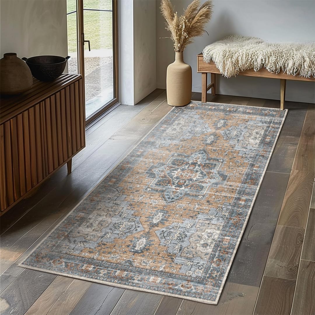 Muddy Mat® Plaid 2x3 Washable Area Rugs for Living Room, Bedroom & Dining Room – Modern Soft Low Pile Non Slip Carpet – Pet Friendly Waterproof Foldable Rugs for Home