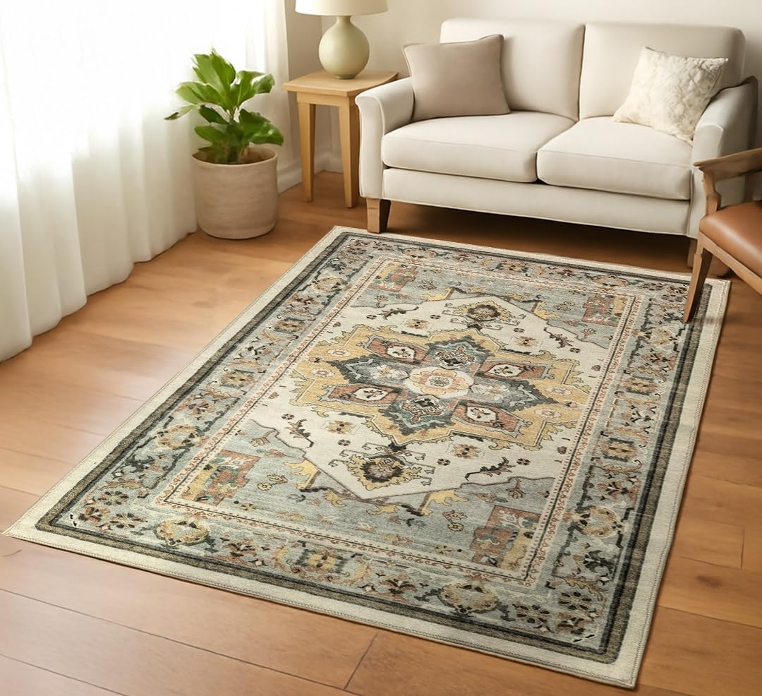 Muddy Mat® Plaid 2x3 Washable Area Rugs for Living Room, Bedroom & Dining Room – Modern Soft Low Pile Non Slip Carpet – Pet Friendly Waterproof Foldable Rugs for Home