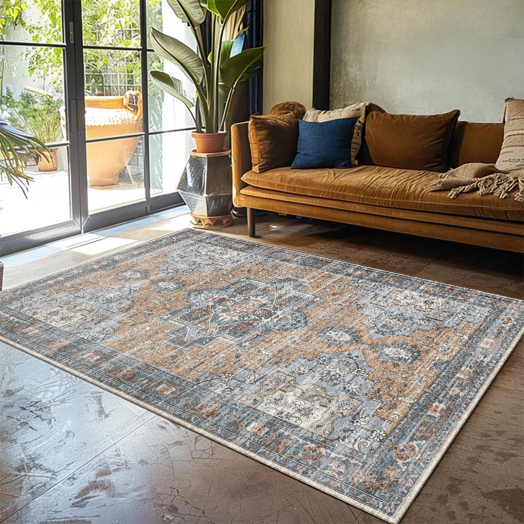 Muddy Mat® Plaid 2x3 Washable Area Rugs for Living Room, Bedroom & Dining Room – Modern Soft Low Pile Non Slip Carpet – Pet Friendly Waterproof Foldable Rugs for Home