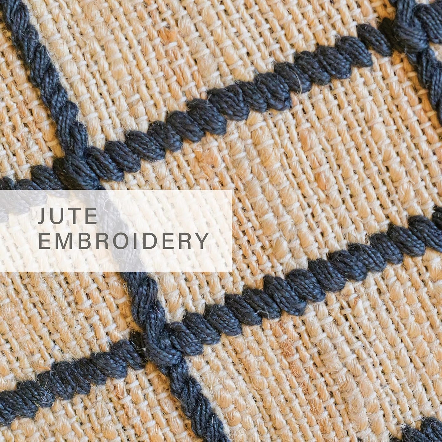 Homespice Nell Premium Edition Jute Rug 4×6' - Small Batch Production, Handwoven Classic Window Pane Design - with Cotton Backing