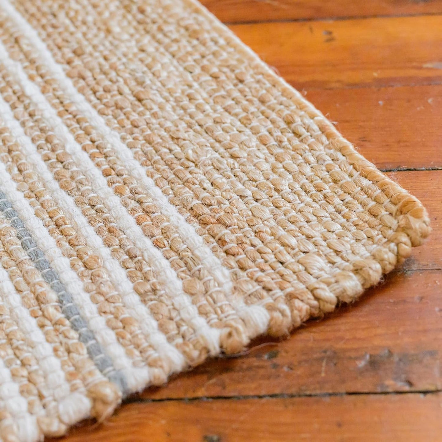Homespice Nell Premium Edition Jute Rug 4×6' - Small Batch Production, Handwoven Classic Window Pane Design - with Cotton Backing