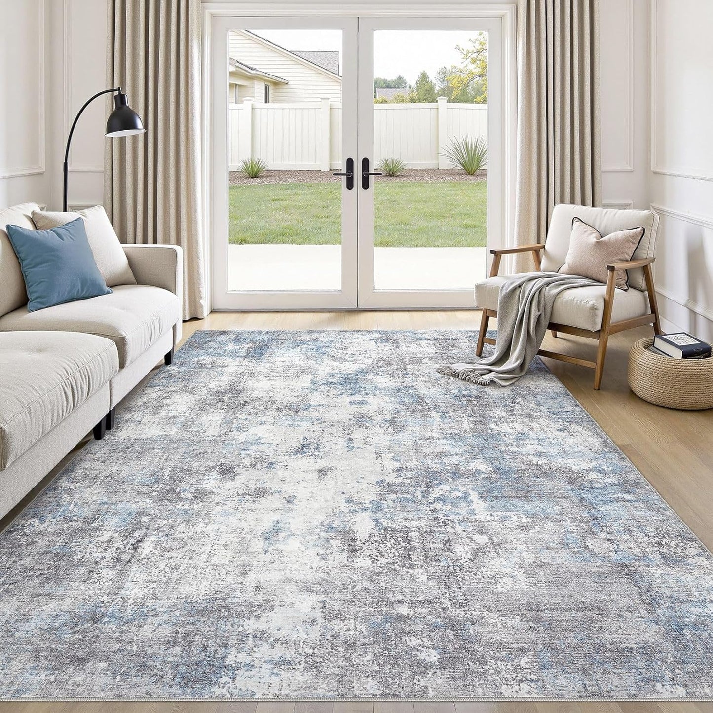 Washable 9X12 Area Rug: Modern Abstract Soft Non-Slip Indoor Rugs Home Decor - Low Pile Stain Resistant Foldable Carpet for Living Room Bedroom Dining Room Playroom Office(Brown,9'x12')
