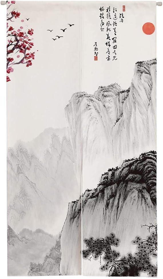 Ofat Home Japanese Painting Hokusai Noren The Great Wave Off Kanafawa and Artistic Doorway Curtain Tapestry for Wall Hanging Bedroom Decor, Red, Customizable, 33.5"x 59"