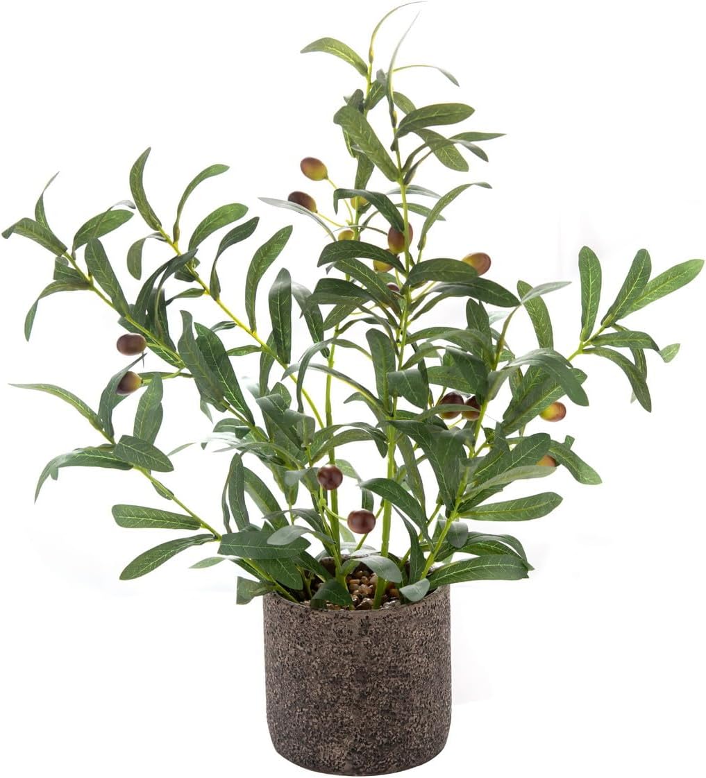 AlphaAcc Artificial Plants Decor Greenery Fake Succulents Indoor Potted Fake Plant with Rustic Black Clay Planter for Farmhouse Room Bathroom Bedroom Kitchen Office Table Desk Decor