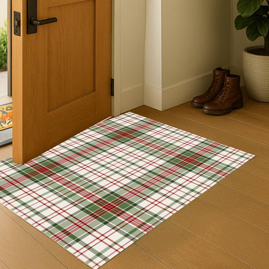 Muddy Mat® Plaid 2x3 Washable Area Rugs for Living Room, Bedroom & Dining Room – Modern Soft Low Pile Non Slip Carpet – Pet Friendly Waterproof Foldable Rugs for Home