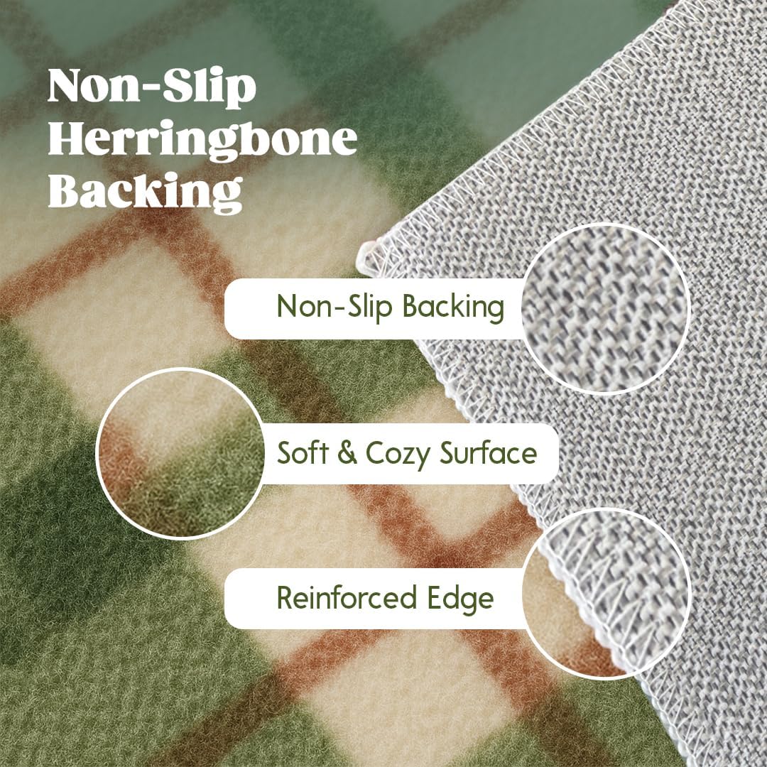Muddy Mat® Plaid 2x3 Washable Area Rugs for Living Room, Bedroom & Dining Room – Modern Soft Low Pile Non Slip Carpet – Pet Friendly Waterproof Foldable Rugs for Home