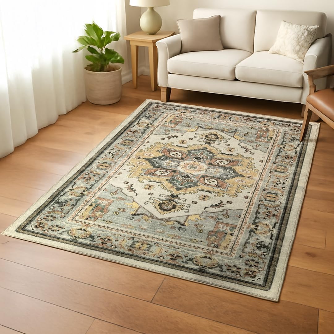 Muddy Mat® Plaid 2x3 Washable Area Rugs for Living Room, Bedroom & Dining Room – Modern Soft Low Pile Non Slip Carpet – Pet Friendly Waterproof Foldable Rugs for Home