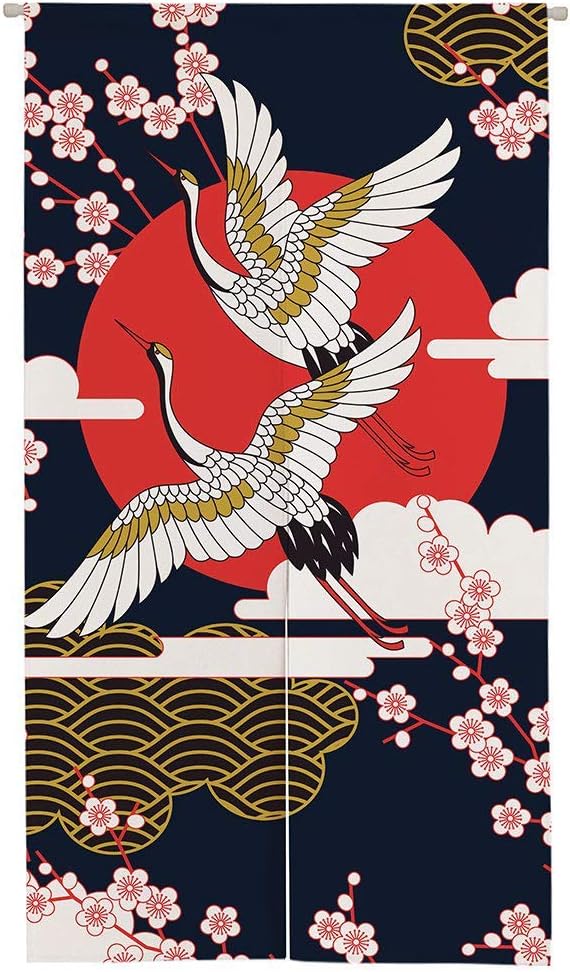 Ofat Home Japanese Painting Hokusai Noren The Great Wave Off Kanafawa and Artistic Doorway Curtain Tapestry for Wall Hanging Bedroom Decor, Red, Customizable, 33.5"x 59"