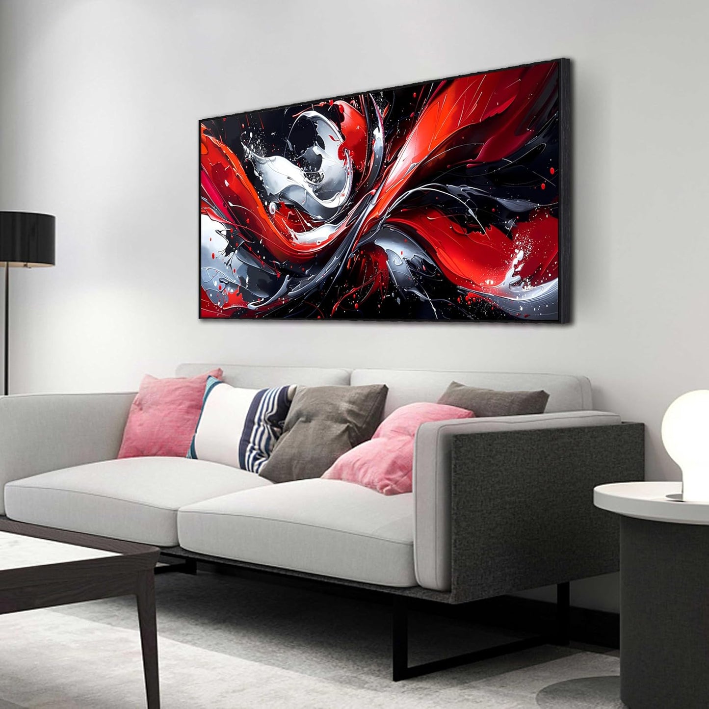 Ouzzlie White Canvas Wall Art Abstract Landscape Wall art Nature Pictures Wall Decor for Living Room 29" x 59"