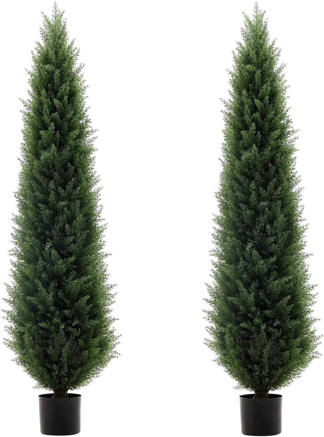 Artificial Topiary Tree Set of 2 Artificial Cedar Trees 4FT Uv Resistant Pine Potted Artificial Plants Outdoor Realistic Fake Plants Front Porch Decor Indoor Faux Cypress Trees