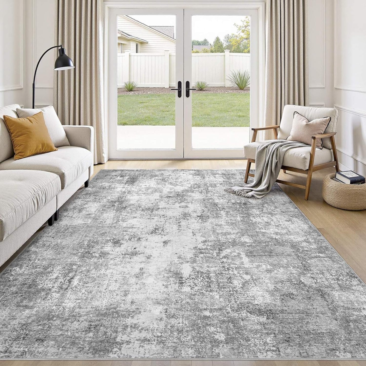 Washable 9X12 Area Rug: Modern Abstract Soft Non-Slip Indoor Rugs Home Decor - Low Pile Stain Resistant Foldable Carpet for Living Room Bedroom Dining Room Playroom Office(Brown,9'x12')