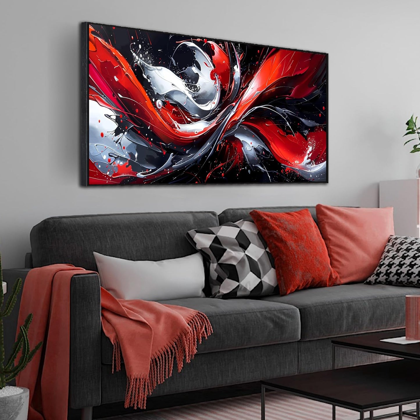 Ouzzlie White Canvas Wall Art Abstract Landscape Wall art Nature Pictures Wall Decor for Living Room 29" x 59"