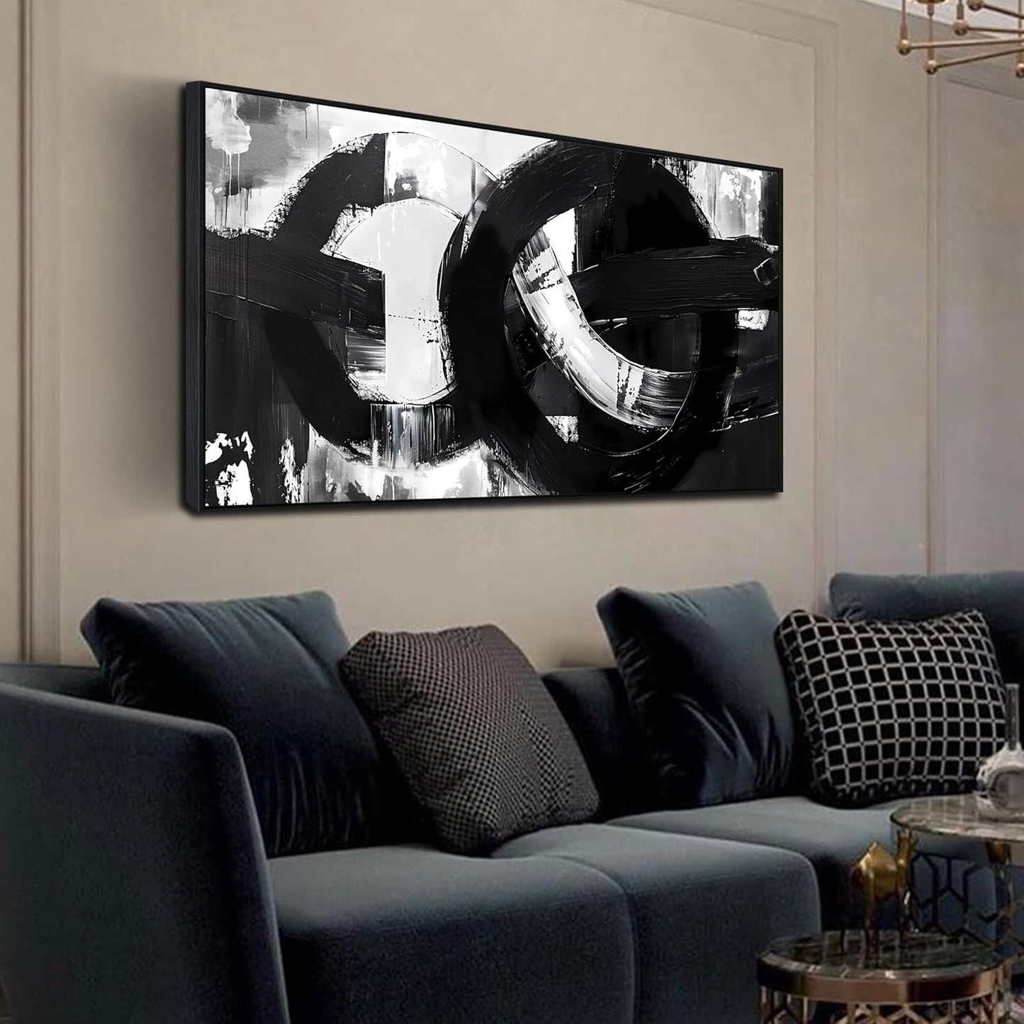 Ouzzlie White Canvas Wall Art Abstract Landscape Wall art Nature Pictures Wall Decor for Living Room 29" x 59"
