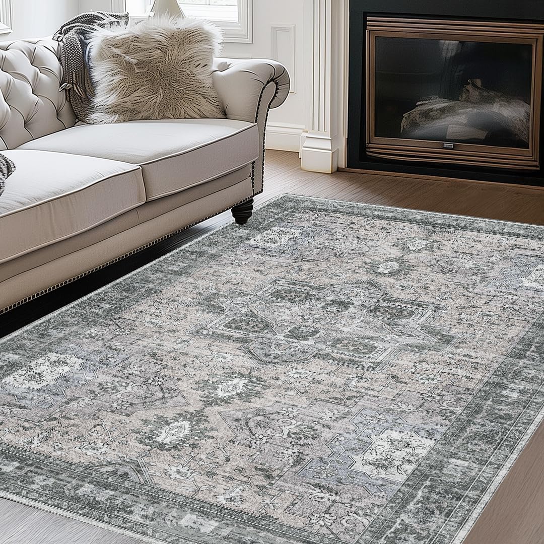 Muddy Mat® Plaid 2x3 Washable Area Rugs for Living Room, Bedroom & Dining Room – Modern Soft Low Pile Non Slip Carpet – Pet Friendly Waterproof Foldable Rugs for Home