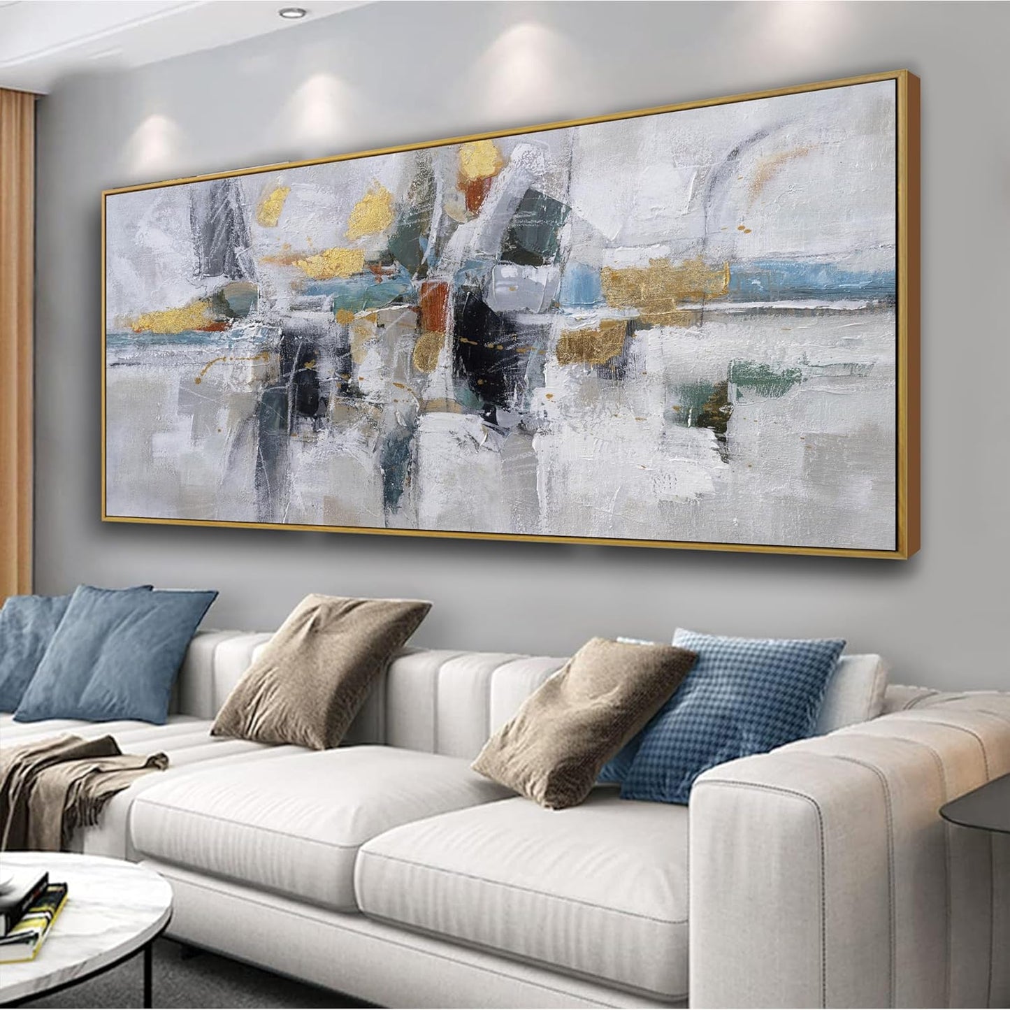Abstract Wall Art Framed Decor Canvas Wall Art For Living Room Modern Canvas Prints Pictures For Wall Black And White Artwork For Home Hotel Decoration 24x48 Inch